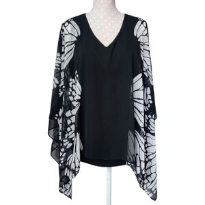 Joseph Ribkoff Black and White Flowy Butterfly Blouse